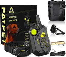 Load image into Gallery viewer, PATPET Dog Training Collar, 1.2 Mile Range 101 Training Levels Dog Shock Collar with Remote Control (15-150 lbs), Waterproof 100% Safe E Collar for Large Breed for Dogs Black with Bright Green
