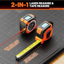Load image into Gallery viewer, 2-in-1 Laser Tape Measure 197Ft Rechargeable Digital Tape Measure &amp; 16Ft Tape Measure Support Ft/Ft+in/in/M Pythagorean, Area, Volume Laser Measure for Construction DIY Woodworker
