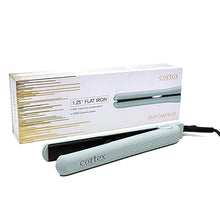 Load image into Gallery viewer, Cortex International Hair Straightener - Professional Hair Straightener, Straightening Iron, Ionic Technology, Black Series, Gemstone Infused Tourmaline Ceramic Plates 1.25 inch (Seafoam Blue)
