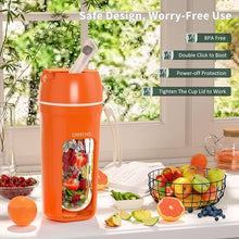 Load image into Gallery viewer, GREECHO Portable Blender, One-handed Drinking Mini Blender for Shakes and Smoothies, 12 oz Personal Blender with Rechargeable USB, Made with BPA-Free Material Portable Juicer, Carrot Orange
