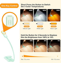 Load image into Gallery viewer, Gritin 9 LED Rechargeable Book Light for Reading in Bed - Eye Caring 3 Color Temperatures,Stepless Dimming Brightness,80 Hrs Runtime Small Lightweight Clip On Book Reading Light -Cyan
