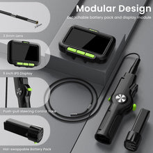 Load image into Gallery viewer, Two-Way Articulating Borescope with Light, 3.9mm Articulating Probe Industrial Endoscope Camera with 3.3ft/1m Self-Resetting Tube, 5" IPS Screen Inspection Camera with Light for Engine/Pipe
