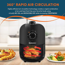 Load image into Gallery viewer, Elite Gourmet EAF-1121X Personal 1.1 Qt. Compact Space Saving Electric Hot Air Fryer Oil-Less Healthy Cooker, Timer &amp; Temperature Controls, 1000W Black
