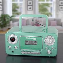 Load image into Gallery viewer, Studebaker Bluetooth Portable Stereo CD, AM/FM Stereo Radio and Cassette Player/Recorder (Teal &amp; Silver)
