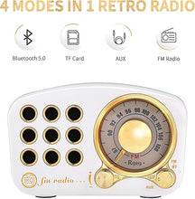 Load image into Gallery viewer, Retro Bluetooth Speaker FM Vintage Radio with Loud Volume, Strong Bass Enhancement, Bluetooth 5.0 Wireless Connection, TF Card &amp; MP3 Player
