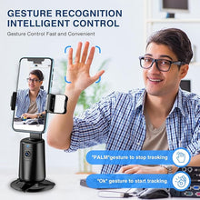 Load image into Gallery viewer, Auto Face Tracking Tripod 360° Rotating Auto Tracking Phone Stand, No App, Phone Camera Stand with Remote and Gesture Control, Rechargeable Smart Shooting Stand for Live Video Recording Tiktok?Black?
