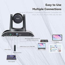 Load image into Gallery viewer, Tenveo 12X Optical Zoom PTZ Conference Room Camera USB3.0/HDMI 90° Wide View Angle, FHD 1080P 60FPS for Video Conferencing Business Meeting Church Services Worship Skype Zoom Teams OBS
