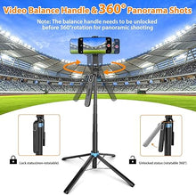 Load image into Gallery viewer, Eocean 71" Tall Selfie Stick Tripod Quadripod with Remote &amp; with 360° Ballhead, Aluminum Alloy Extendable Cell Phone Tripod Stand, Travel Tripod Phone Holder Compatible with iPhone/Android/GoPro

