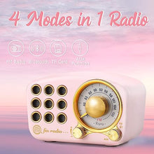 Load image into Gallery viewer, Retro Bluetooth Speaker FM Vintage Radio with Loud Volume, Strong Bass Enhancement, Bluetooth 5.0 Wireless Connection, Loud Volume,TF Card &amp; MP3 Player (Pink)
