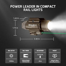 Load image into Gallery viewer, OLIGHT Baldr Pro 1350 Lumens Tactical Weaponlight with Green Light and White LED, 260 Meters Beam Distance Compatible with 1913 or GL Rail, Batteries Included(Desert Tan)
