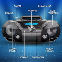 Load image into Gallery viewer, Philips Portable CD Player Bluetooth with Cassette All in one Powerful Stereo Boombox for Home with mega Bass Reflex Speakers, Radio/USB / MP3/ AUX Input with Backlight LCD Display
