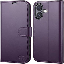 Load image into Gallery viewer, OCASE Compatible with iPhone 16 Wallet Case, PU Leather Flip Folio Case with Card Holders RFID Blocking Kickstand [Shockproof TPU Inner Shell] Phone Cover 6.1 Inch 2024, Dark Purple
