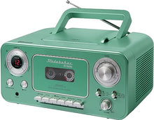 Load image into Gallery viewer, Studebaker Bluetooth Portable Stereo CD, AM/FM Stereo Radio and Cassette Player/Recorder (Teal &amp; Silver)
