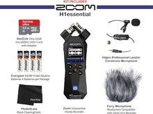 Load image into Gallery viewer, Zoom H1essential Handy Recorder Bundle with Professional Lavalier Condenser Microphone, 32GB microSDHC Card, Furry Microphone Windscreen, 4 AAA Alkaline Batteries, and More!
