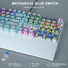 Load image into Gallery viewer, AULA F2088 Typewriter Style Mechanical Gaming Keyboard,Rainbow LED Backlit,Removable Wrist Rest,Media Control Knob,Retro Punk Round Keycaps,USB Wired Computer Keyboard,White
