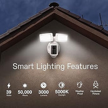 Load image into Gallery viewer, Feit Electric SEC3000/CAM/WIFI Outdoor LED Smart Security Camera with Motion Sensor, 2-Way Audio, 39-Watt Floodlight, Works with Alexa and Google Asst, Alarm, Hardwired, 128 GB Micro SD Card Storage
