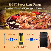 Load image into Gallery viewer, 800FT Smart Wireless Meat Thermometer with Digital Meat Probe, Bluetooth Meat Thermometer with App Host Control for Barbecue, Outdoor Grilling, Oven &amp; Smoker (Two*Probe-04)
