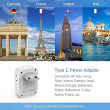 Load image into Gallery viewer, TESSAN 3 Pack European Travel Plug Adapter, US to Europe Power Adapter with 4 AC Outlets and 3 USB, Type C Charger Adaptor Converter for USA to EU Italy France Spain Iceland Greece Germany Paris
