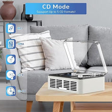 Load image into Gallery viewer, cd Player Portable with Bluetooth?Double HiFi Sound Speakers?Sleep Mode,Desktop CD Music Players,Support AUX/USB/Headphone Jack/Music Fiber Optics/FM Radio Boombox for Home,Office (White)
