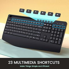 Load image into Gallery viewer, Wireless Keyboard and Mouse Combo,LIZRROT Ergonomic Computer Keyboard with Wrist Rest,2.4GHz Full-Sized Silent Mouse and Keyboard Combo with Phone Holder for Window, PC, Laptop
