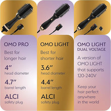 Load image into Gallery viewer, Professional Dual Voltage Blowout Hair Dryer Brush for European Travel 110V-120V/220V-240V, Black Gold Dryer and Volumizer, Hot Air Brush for Women, 2.4 INCHES Oval Shape
