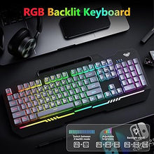 Load image into Gallery viewer, AULA Keyboard, T102 104 Keys Gaming Keyboard and Mouse Combo with RGB Backlit PC Keyboard, All-Metal Panel Waterproof Light Up Quiet Computer Keyboard, USB Wired Keyboard for MAC Xbox PC Gamers
