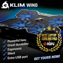 Load image into Gallery viewer, KLIM Wind Laptop Cooling Pad - More Than 500 000 Units Sold - New Version 2024 - The Most Powerful Rapid Action Cooling Fan - Laptop Stand with 4 Cooling Fans at 1200 RPM - USB Fan - PS5 PS4 - Blue
