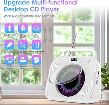 Load image into Gallery viewer, CD Player Desktop Bluetooth CD Player with Speakers CD Boombox with Timer Display &amp; Dual Bluetooth Support Sleep Music &amp; Timer USB AUX TF Card Playback
