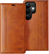 Load image into Gallery viewer, OCASE Compatible with Galaxy S25 Ultra Wallet Case, PU Leather Flip Folio Case with Card Holders RFID Blocking Kickstand [Shockproof TPU Inner Shell] Protective Phone Cover 6.9 Inch 2025, Retro Brown
