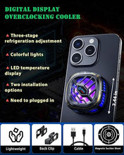 Load image into Gallery viewer, YANISM Magnetic Cell Phone Cooler, RGB Phone Cooling Fan Portable Lightweight Mobile Phone Cooling Fan, Phone Radiator with Temperature Display for Mobile Gaming,Tiktok Live Streaming
