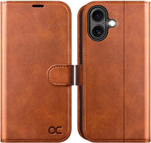 Load image into Gallery viewer, OCASE Compatible with iPhone 16 Wallet Case, PU Leather Flip Folio Case with Card Holders RFID Blocking Kickstand [Shockproof TPU Inner Shell] Phone Cover 6.1 Inch 2024, Brown
