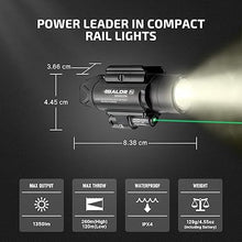 Load image into Gallery viewer, OLIGHT Baldr Pro 1350 Lumens Tactical Weaponlight with Green Light and White LED, 260 Meters Beam Distance Compatible with 1913 or GL Rail, Batteries Included(Black)
