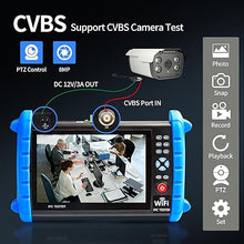 Load image into Gallery viewer, CCTV Camera Tester 7&quot; IPS Touch Screen 6K 12mp IP Camera Tester CVBS Analog Camera Built-in WiFi with IP Discovery/POE/RJ45 Cable TDR Test/PTZ Control/HDMI Output/IPC Tester/Network Tool
