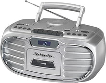 Load image into Gallery viewer, Studebaker Retro Edge Big Sound Bluetooth Boombox with CD/Cassette Player-Recorder/AM-FM Stereo Radio (Silver/SB2150S)
