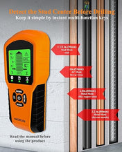 Load image into Gallery viewer, Stud Finder Wall Scanner, Upgraded 6-in-1 Tool for Detecting 1-1/2 Inch Drywall Stud Centers for Hanging Frames, Mirrors, and TV Mounts – Tangerine
