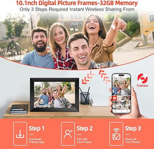 Load image into Gallery viewer, FRAMEO 10.1 Inch WiFi Digital Photo Frame Built in 32GB Memory with 1280x800 IPS LCD Touch Screen, Auto-Rotate Portrait and Landscape, Share Moments Instantly via Frameo App from Anywhere
