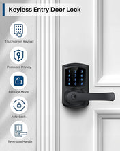 Load image into Gallery viewer, Keyless Entry Door Lock, Keypad Door Lock with Handle, Electronic Door Lock, Touchscreen, Auto-Locking, Anti-peep Password, Easy to Install for Front Door, Home, Office, Matte Black
