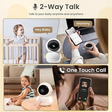 Load image into Gallery viewer, BondFree Baby Monitor with Camera and Audio 2K, RGB Night Light, Baby Monitor WiFi Smartphone 2.4Ghz 5Ghz for Nursery, Scan Code Bluetooth Connection, 355° Rotation, Compatible with Alexa Google Home
