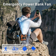Load image into Gallery viewer, Socool 10000mAh Portable Waist Fan Clip on Wearable Belt Personal Fan Rechargeable Battery Operated with 5 Speeds &amp; Flashlight Neck Hands-Free 40H Cooling for Outdoor Travel Power Bank (Orange)
