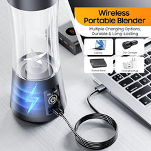 Load image into Gallery viewer, Portable Blender for Smoothies and Shakes - Mini Blender with 6 Stainless Steel Blades for Powerful Blending, Personal Blender 380Ml BPA Juice Cup for Home/Travel/Gym, Black
