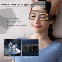 Load image into Gallery viewer, Eye Massager Migraines Eye Massager with Heat and Vibration Heated Eye Massager Massaging Eye Mask Sinus Massager Migraine Relief Massager Eye Care Reduce Eye Stain Black (Black)
