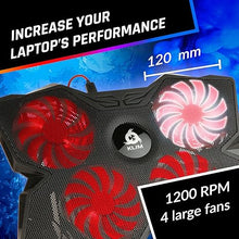 Load image into Gallery viewer, KLIM Wind - Laptop Cooling Pad - More Than 500 000 Units Sold -The Most Powerful Rapid Action Cooling Fan - Laptop Stand with 4 Cooling Fans at 1200 RPM - USB Fan - PS5, PS4 - Black - New Version 2024
