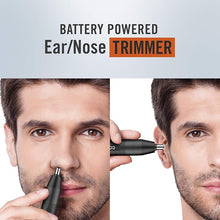 Load image into Gallery viewer, ConairMan Nose Hair Trimmer for Men, For Nose, Ear, and Eyebrows, Patent 360 Bevel Blade for No Pull, No Snag Trimming Experience, Cordless Trimmer 2 piece Set with Detail and Shaver Attachments
