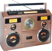 Load image into Gallery viewer, Studebaker Sound Station Portable Stereo Boombox with Bluetooth/CD/AM-FM Radio/Cassette Recorder (Rose Gold)
