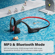 Load image into Gallery viewer, Bone Conduction Headphones, Open Ear Headphones Wireless Earphones, 32GB MP3, 8 Hours Playtime, Bluetooth 5.3, IP68 Waterproof Headphones for Running and Fitness Workout - Red
