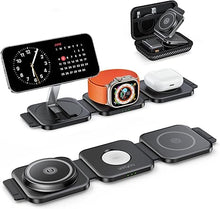 Load image into Gallery viewer, 3 in 1 Charging Station for iPhone 16/15/14/13/12 Series, Travel Charger for Multiple Devices for AirPods 4/3/2/Pro,Wireless Charger Magnetic Charging for Apple Watch S10 Series(Black)

