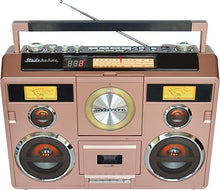 Load image into Gallery viewer, Studebaker Sound Station Portable Stereo Boombox with Bluetooth/CD/AM-FM Radio/Cassette Recorder (Rose Gold)
