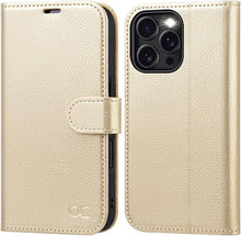 Load image into Gallery viewer, OCASE Compatible with iPhone 16 Pro Wallet Case, PU Leather Flip Folio Case with Card Holders RFID Blocking Kickstand [Shockproof TPU Inner Shell] Phone Cover 6.3 Inch 2024, Gold
