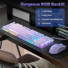 Load image into Gallery viewer, Gaming Keyboard and Mouse Combo, K1 RGB LED Backlit Keyboard with 104 Key Computer PC Gaming Keyboard for PC/Laptop (Purple)
