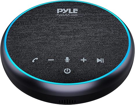 PyleUsa Conference Speaker Bluetooth Speakerphone - Multipurpose Conference & Streaming Speaker,Noise Canceling Swiss Immersive Crisp Voice Pickup for Office,Travel,Home, w/USB-C,Aux Cables - PSCN42